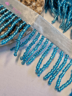 Beaded Tassel Fringe Trim Decoration- Aqua Blue