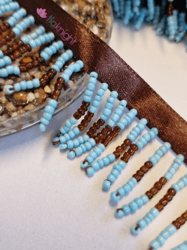 Beaded Tassel Fringe Trim Decoration- Brown/ Blue TS32 BRBL