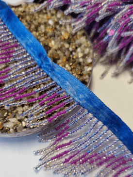Beaded Tassel Fringe Trim Decoration- Royal Blue/ Violet TS20 RBLVL