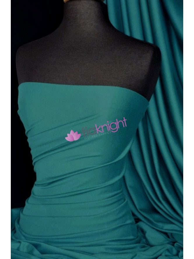 Clearance 100% Cotton Interlock Knit Soft Jersey T-Shirt Fabric- Teal