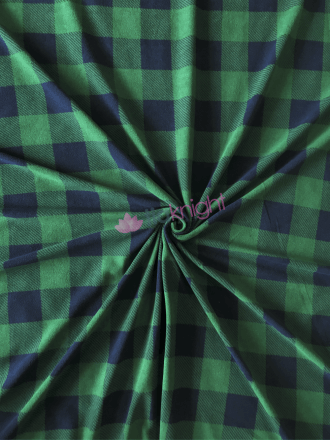 Clearance Loungewear Fleece Light-Weight Stretch Fabric- Bottle Green Checks