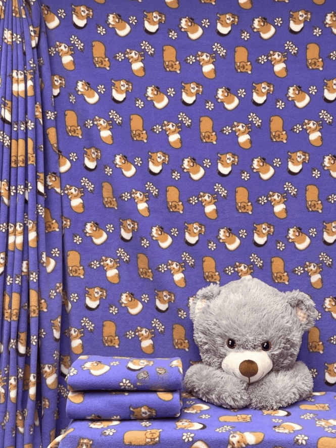 Polar Fleece Clearance Anti Pill Washable Soft Fabric- Guinea Pigs