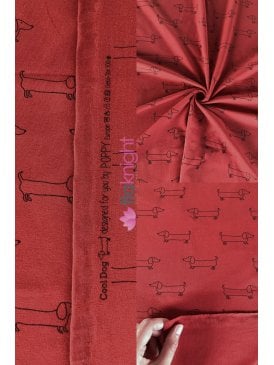 Cotton Lycra Jersey 4 Way Stretch Oeko-Tex 100 Fabric- Dachshunds Rust SQ772 RST
