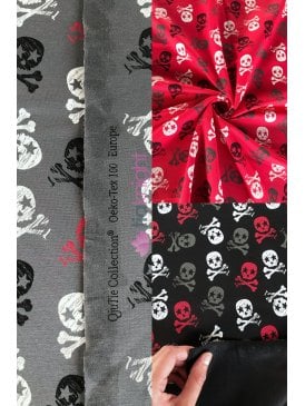 French Terry Cotton Lycra Jersey 4 Way Stretch Oeko-Tex 100 Fabric- Skulls SQ780