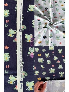 Organic Cotton Lycra Jersey 4 Way Stretch Oeko-Tex 100 Fabric- Froggies SQ774