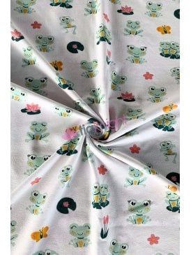 Organic Cotton Lycra Jersey 4 Way Stretch Oeko-Tex 100 Fabric- Froggies SQ774