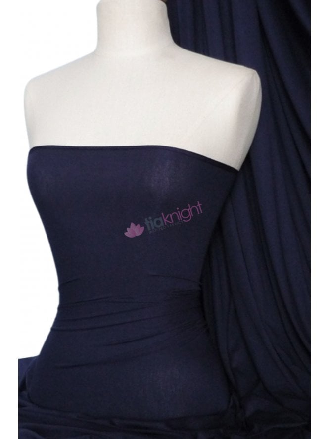 Viscose Rayon 4 Way Stretch Jersey Fabric- Navy Q300 NY